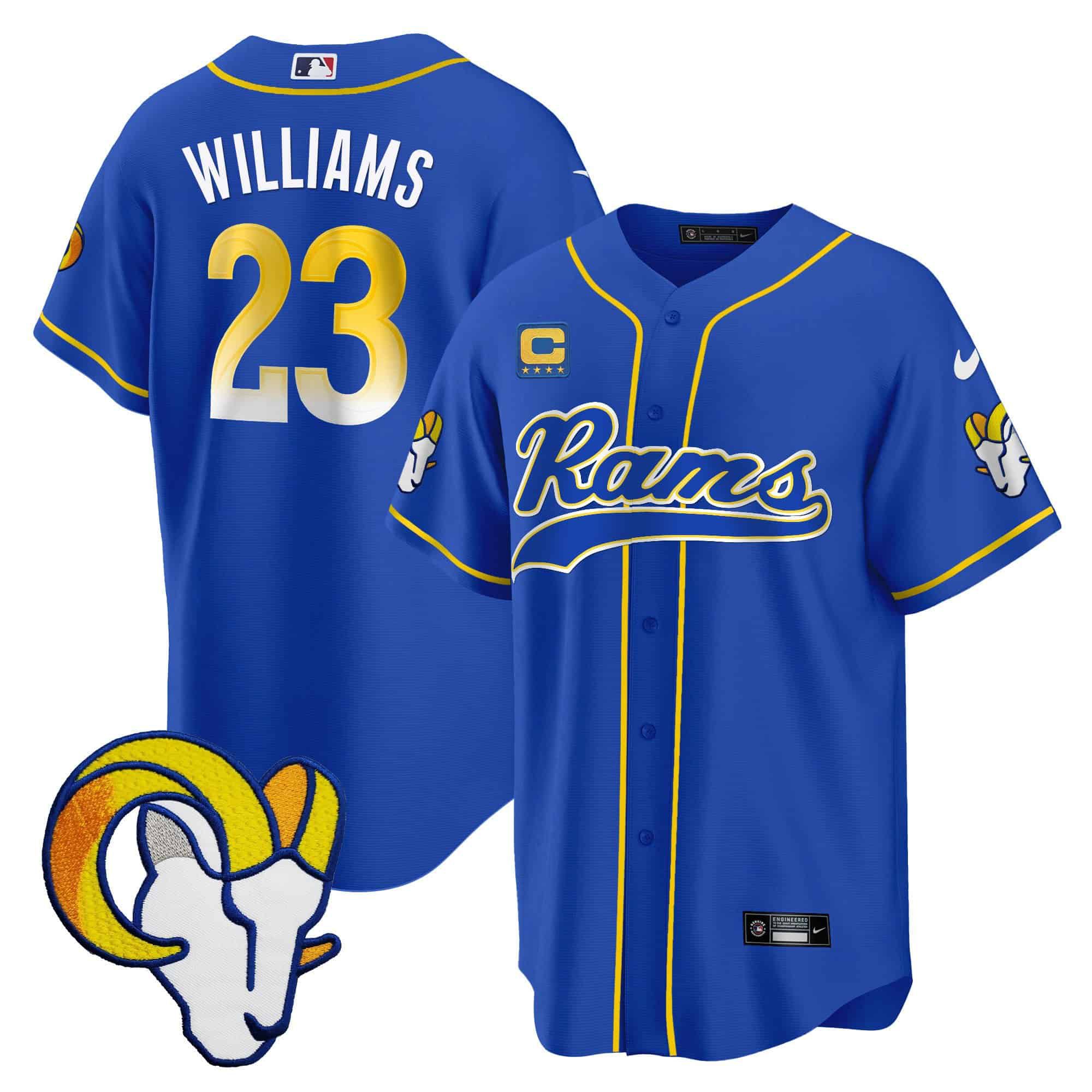 Men Los Angeles Rams 23 Williams Blue 2024 Nike Baseball NFL Jersey style 1